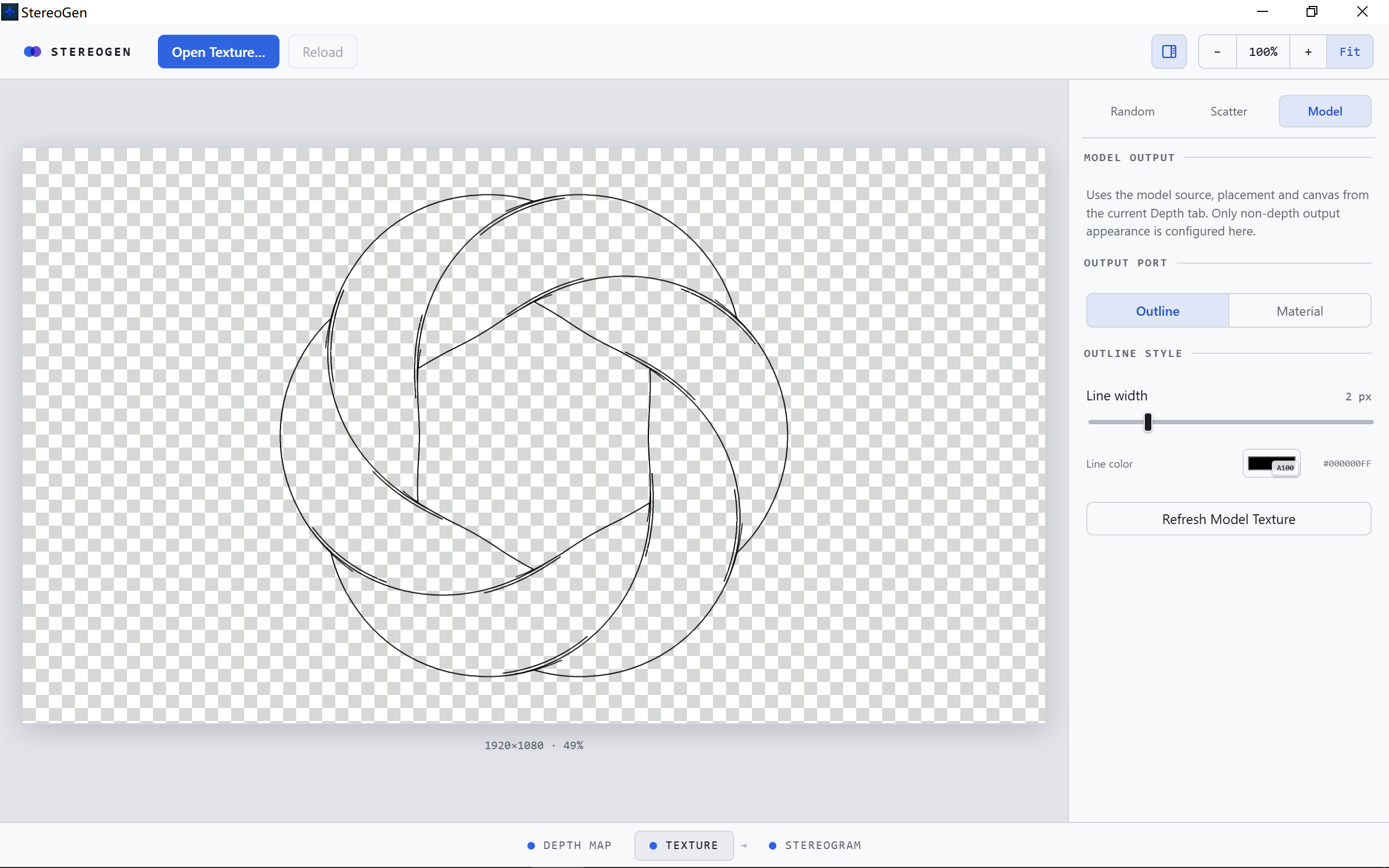 Generating a transparent outline from the current model